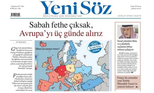 Jornal pró-governo alega que a Turquia conquistaria a Europa em três dias