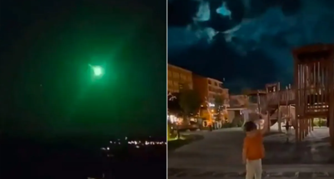 Espetacular meteoro deixa verde céu noturno na Turquia